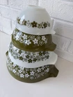 Vintage Pyrex Cinderella Nesting Bowl Set Crazy DaisySpring Blossom Complete 4pc
