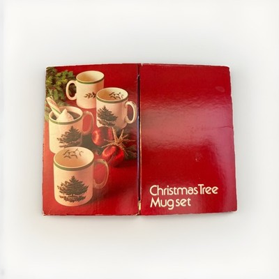 Spode Christmas Tree Coffee Mugs set of 4 VTG S3324 England