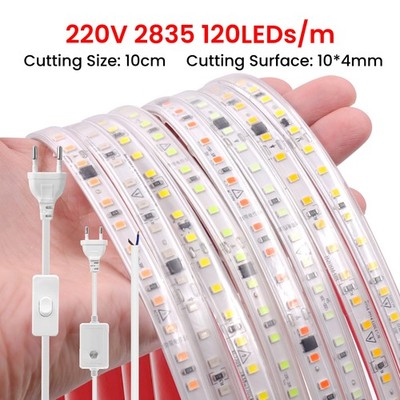 220V LED Streifen Stripe Wasserdicht Selbstklebend Leiste Lichtschlauch Dimmbar