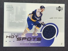 DENIS ARKHIPOV 2002-03 Upper Deck NEW NHL HOT SPOTS JERSEY RELIC PREDATORS