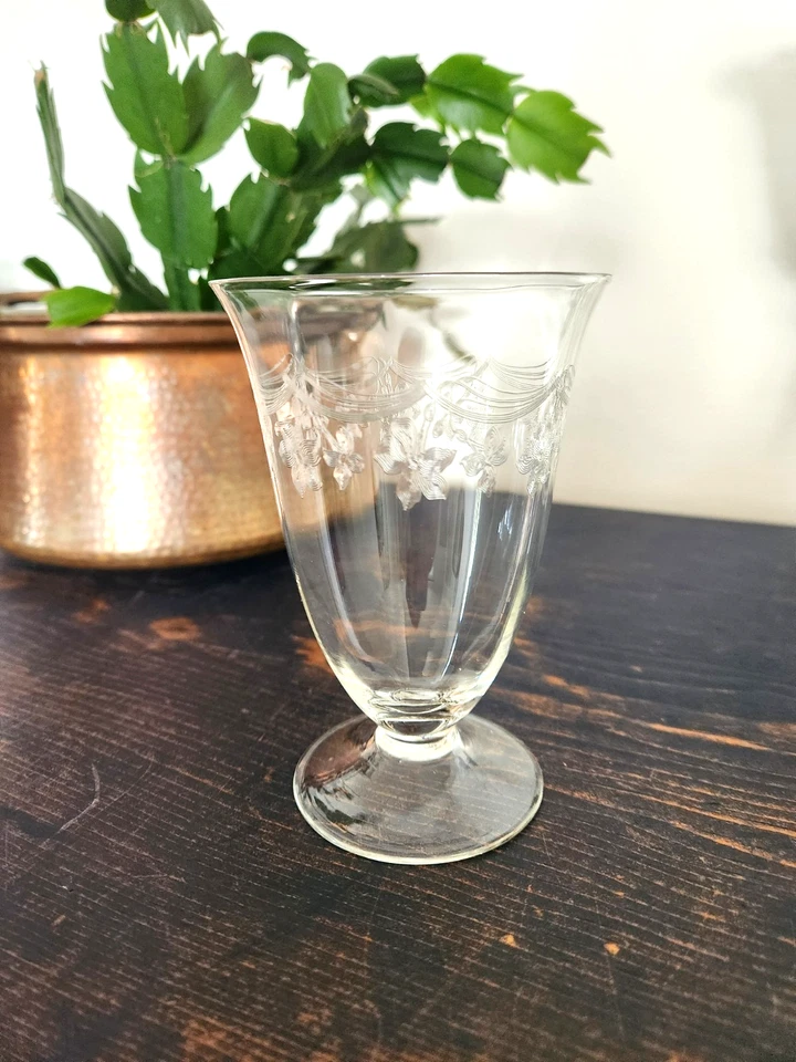 Tiffin Franciscan Crystal Water or Juice Glasses. Set of 5 Byzantine Etched Ste - Image 4 of 4