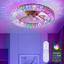 RGB Ceiling Fans with Lights, 22" Low Profile Ceiling Fan with Lights Remote ...