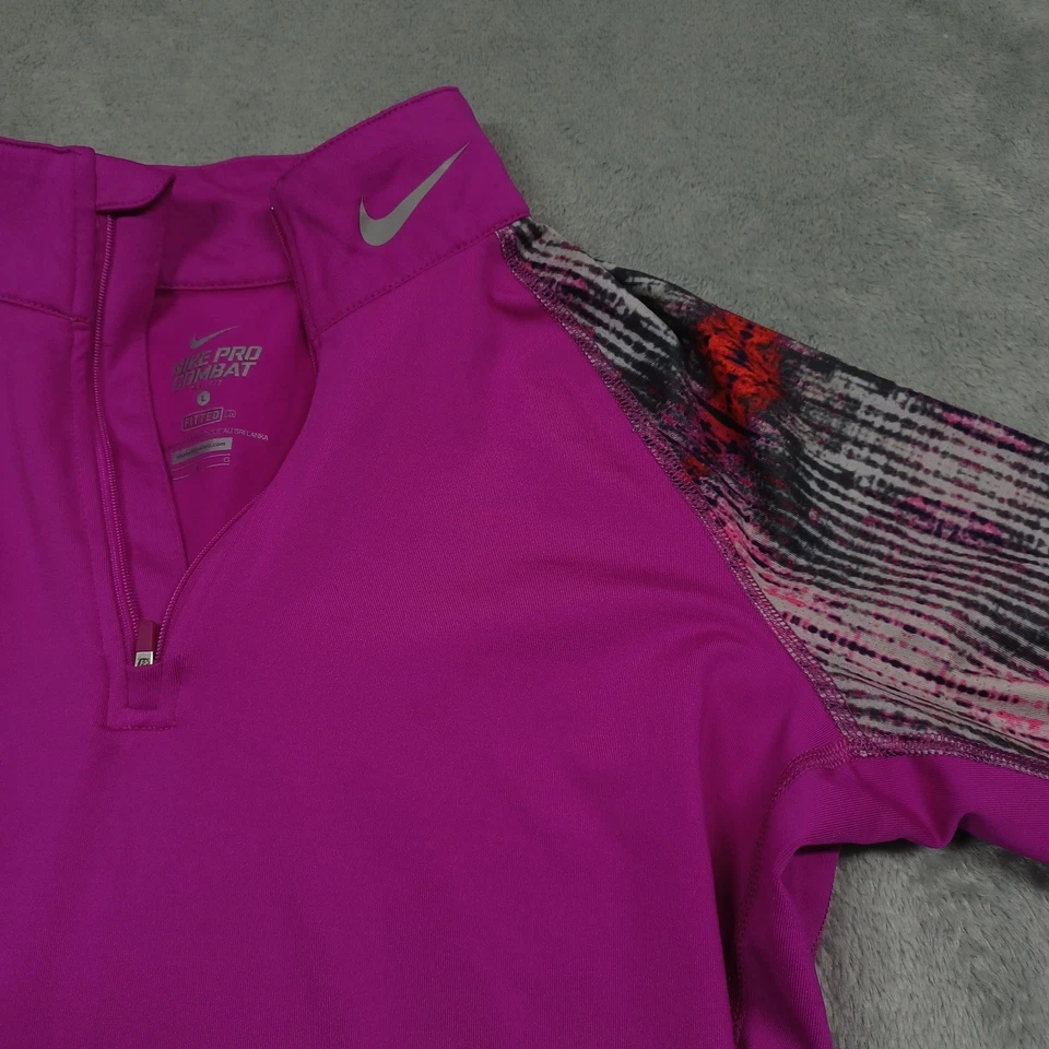 Nike Top Mujer Grande Rosa Ajustado Pro Combat 1/4 Cremallera Pullover Ropa Activa Foto 3 de 4
