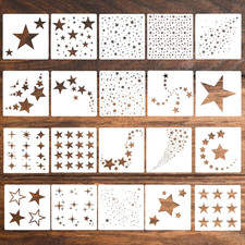 20 Pcs Star Stencils for Painting, Reusable Stencils for Crafts, Large Fabric St