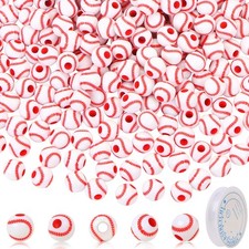 CCOZN 150 Pcs Baseball Beads for Jewelry Making, 12mm Sports Small, White