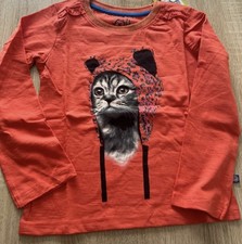 T-shirt Fille Lemon Beret 6-7 ans (116/122) - NEUF COTON BIO - Motif Chat Corail