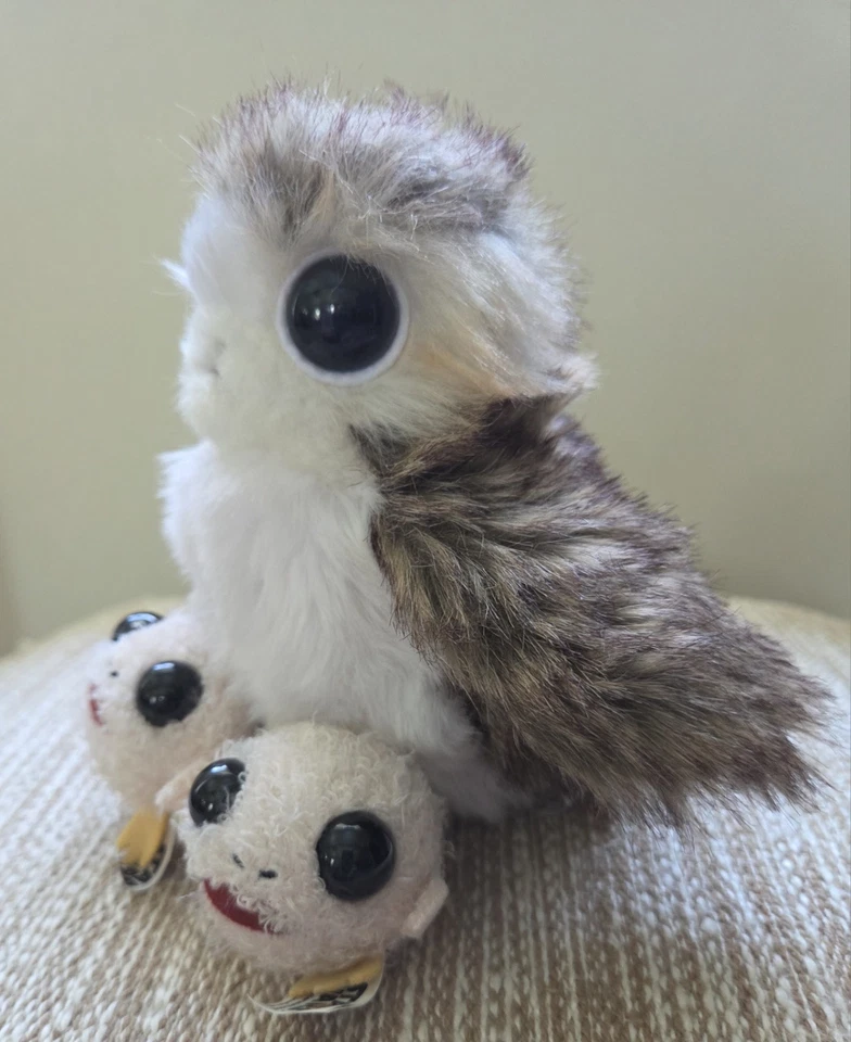 星球大战 Porg 带 2 个 Porglet 婴儿毛绒填充最后的绝地玩具 7 英寸鸟 — 第 3/4 张图片