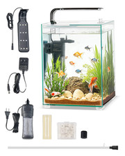 5 Gallon Fish Tank Aquarium Smart Square Clear Glass 3 Color Self Cleaning