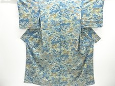 7647139: JAPANESE KIMONO / ANTIQUE KIMONO / SILK / JODAI TSUMUGI / FLORAL PLANTS