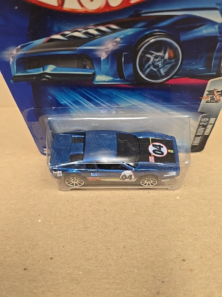 2004 Hot Wheels #134 Final Run 2/5 FERRARI 308 Blue w/Chrome 10 Spoke Wheels - Image 2 of 4