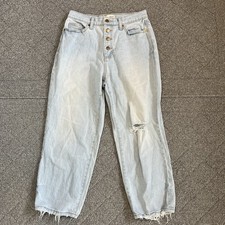 Universal Thread Vintage Straight Button Fly Jeans Womens Size 6 Blue Distressed