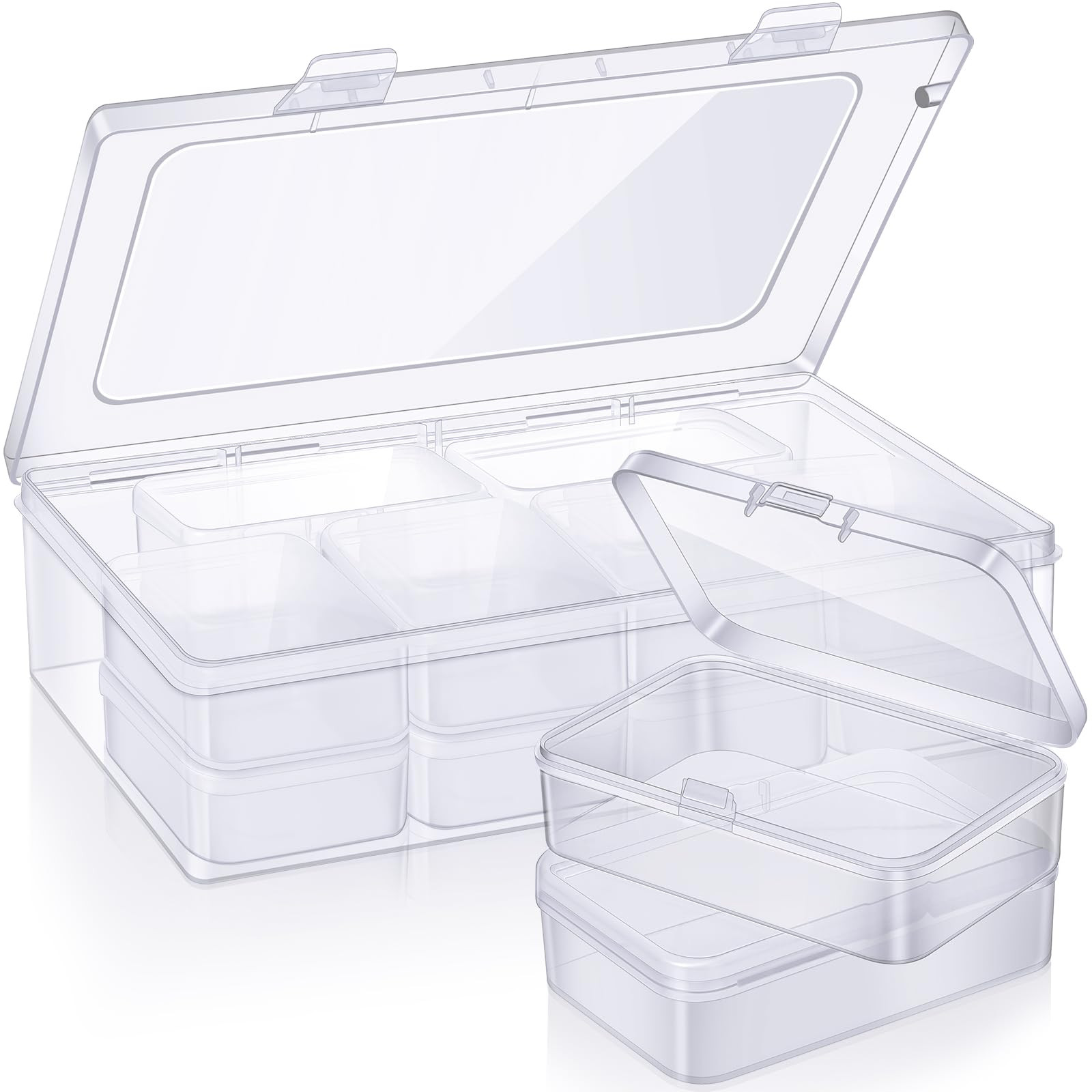 12-Piece Small Clear Plastic Bead Storage Containers with Lids - Transparent Organizer Boxes