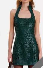 Cult Gaia Akaia Dress Forest Green Faux Leather Mini Size 4 NEW