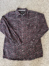 Mens Cowboy Hardware Roman Paisley Print Size L Western Button Snap LS Shirt