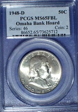 1948-D Franklin Half  PCGS MS 65 FBL Omaha Bank Hoard