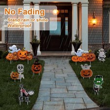 8 Pack Halloween Decorations Outdoor Yard Signs Pumpkin Ghost Monster w/ Stakes