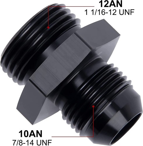 LokoCar ORB 4AN 6AN 8AN 10AN 12AN Male to Flare Fuel Rail Adapter Fitting Black - Picture 50 of 64