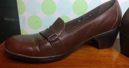 Clarks Brown Leather Womens Dress Business shoes Comfort Mule Heels 9.5 M - Picture 5 of 12