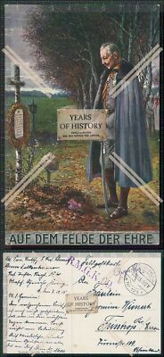 Postcard 1st WWII Kaiser Wilhelm at the grave of a fallen soldier I did not win it