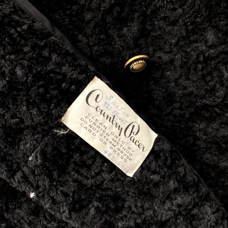 Abrigo de piel sintética vintage para mujer mediano negro ceñido trinchera academia clásico chic Foto 4 de 4