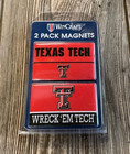 Brand New in Package Texas Tech 2 Pack of Team Logo Magnets from Wincraft