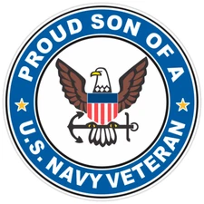 U.S. Navy Veteran Proud Son Bumper Sticker Military Vinyl Soldier Decal 5"