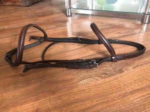 Red Barn Padded Raised Fancy Stitched Hunter Bridle Brown Full