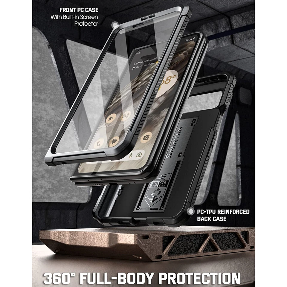 For Google Pixel Fold 5G 2023 Case Poetic with Hidden Kickstand Cover Gun Metal - Image 2 of 4