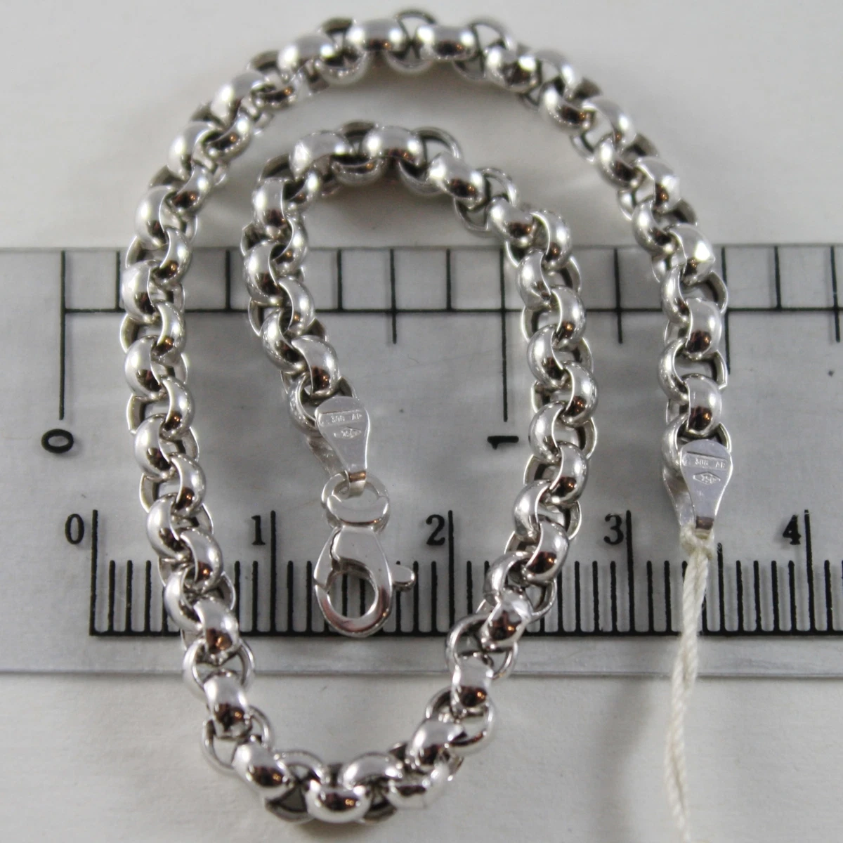 18K WHITE GOLD BRACELET 7.5 IN DOME ROUND CIRCLE ROLO LINK 4 MM