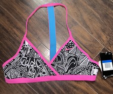 Nike Girls Pink  Black Doodle T Strap Triangle Bikini Top XL