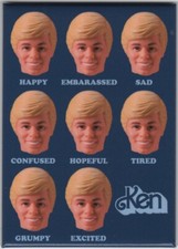 Barbie Doll From Mattel Facial Expressions of Ken Refrigerator Magnet NEW UNUSED