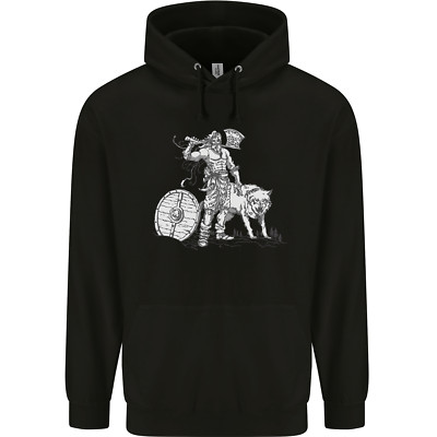 Wikinger mit Wolf und Schild Thor Walhalla Kinder Kids Hoodie