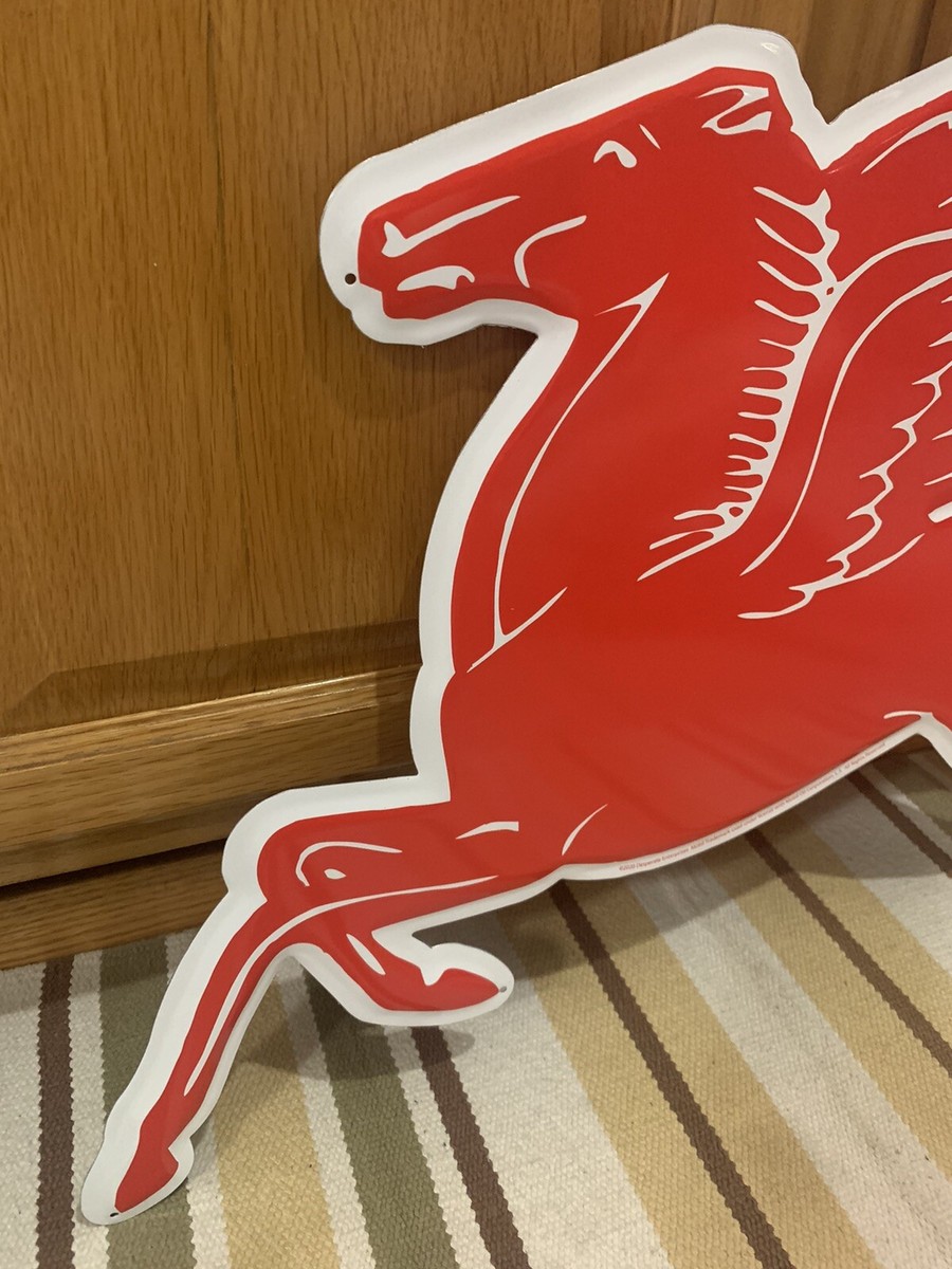 Mobil Pegasus Gasoline Metal Sign Garage Vintage Style Wall