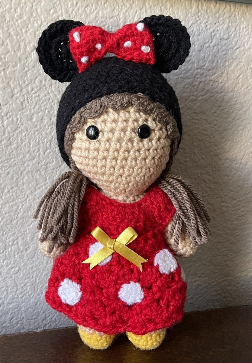 Minnie Mouse Ears doll Crochet Hand Created 11 inches Tall