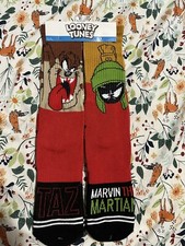Looney Tunes Socks 2 Pair Taz and Marvin the Martian New with Tags size 6-12