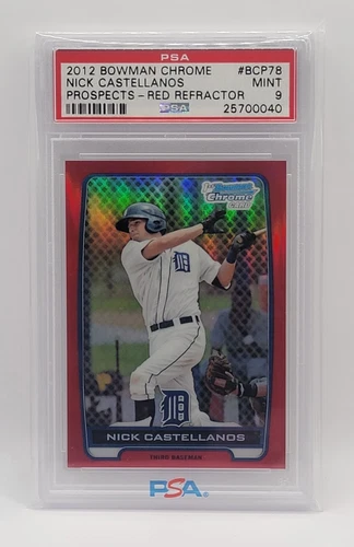 PSA 9 2012 Bowman Chrome Nick Castellanos Red Refractor RC Rookie /5 1st Bowman