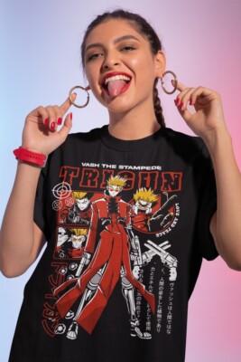 Trigun Vash The Stampede Moon T-shirt, Anime Manga Tee, Japanese