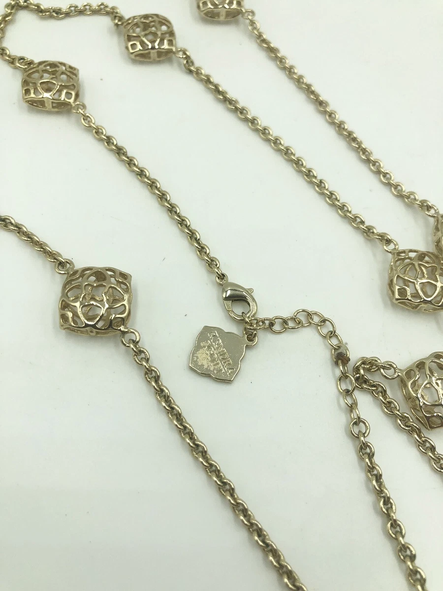 Kendra Scott Nemera Gold Tone Logo Long Necklace Retired
