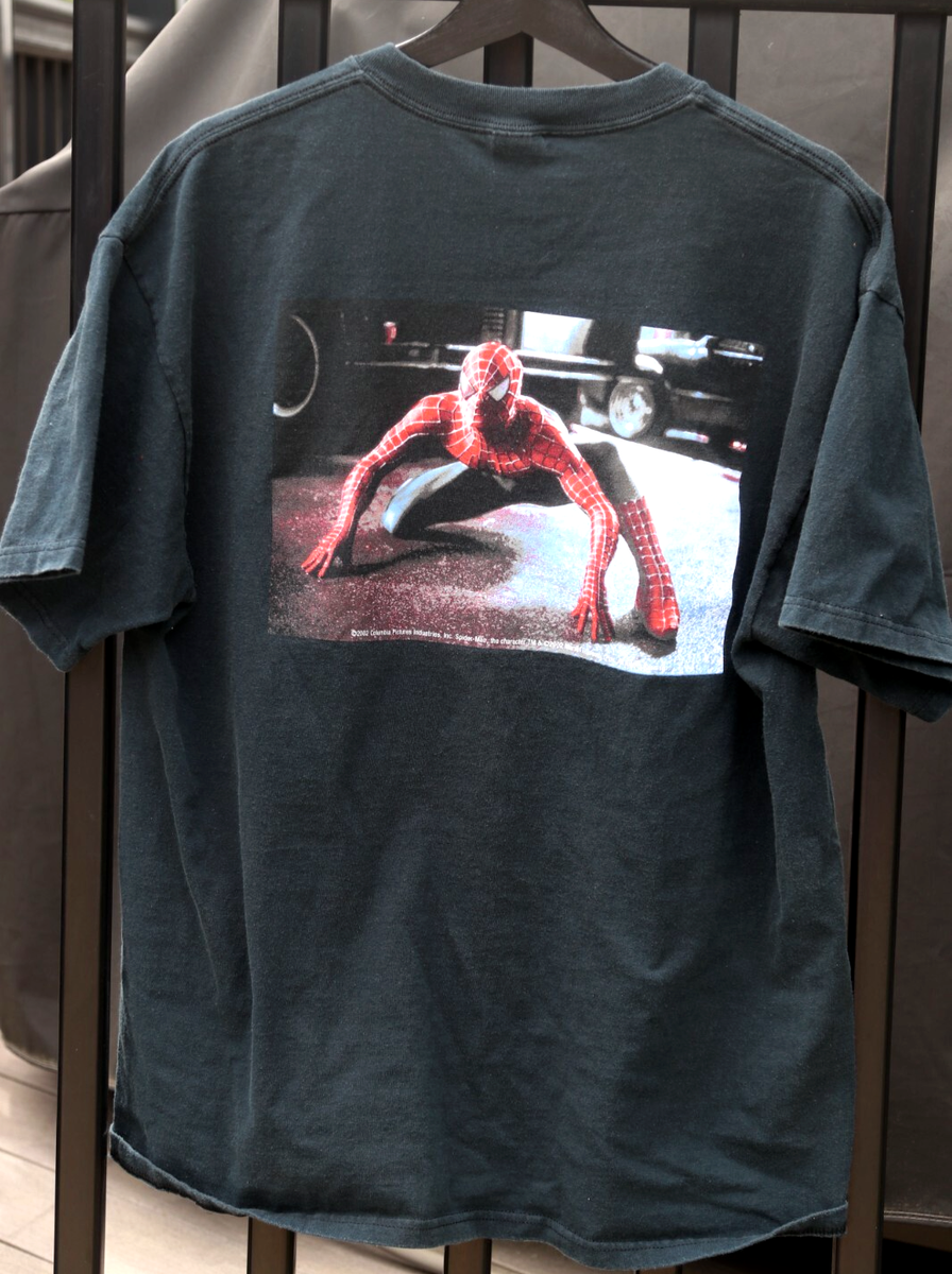 00s SPIDER MAN ビンテージ tシャツ　ブラック　初期　アメリカ　黒 RARE Vintage Spider-Man 2 T Shirt Size XL Black Tobey Maguire