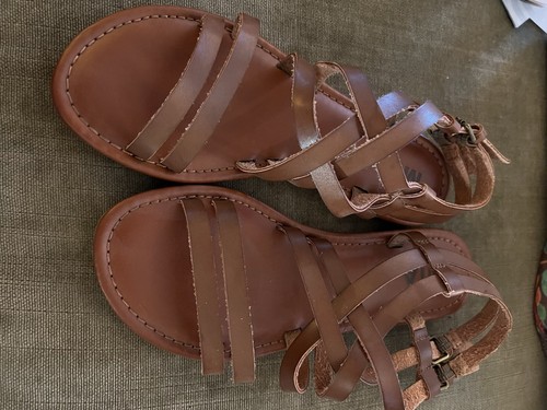 Mia size 6 ladies leather brown sandals criss cross | eBay