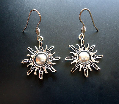 Silver Sun Earrings - Summer Sun Rays - Stainless Steel Earwire