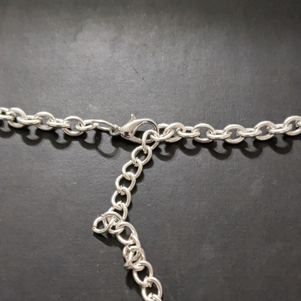 Silver Tone Blue Rhinestone Statement Necklace - image 3