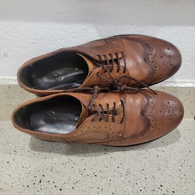 Zara Man Wingtip Brown Leather Dress Shoes Lace Up Size US 7  display picture 1