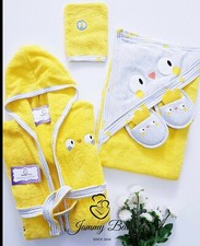 LUXURY رضع BATHROBE طقم OF 4 100% قطن SIZE 0+TO 12M+ WITH BOX 