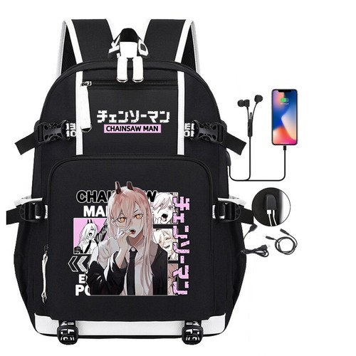 Mochila USB de hombro con motosierra de anime para hombre Power Denji Pochita Mochila - Imagen 32 de 45