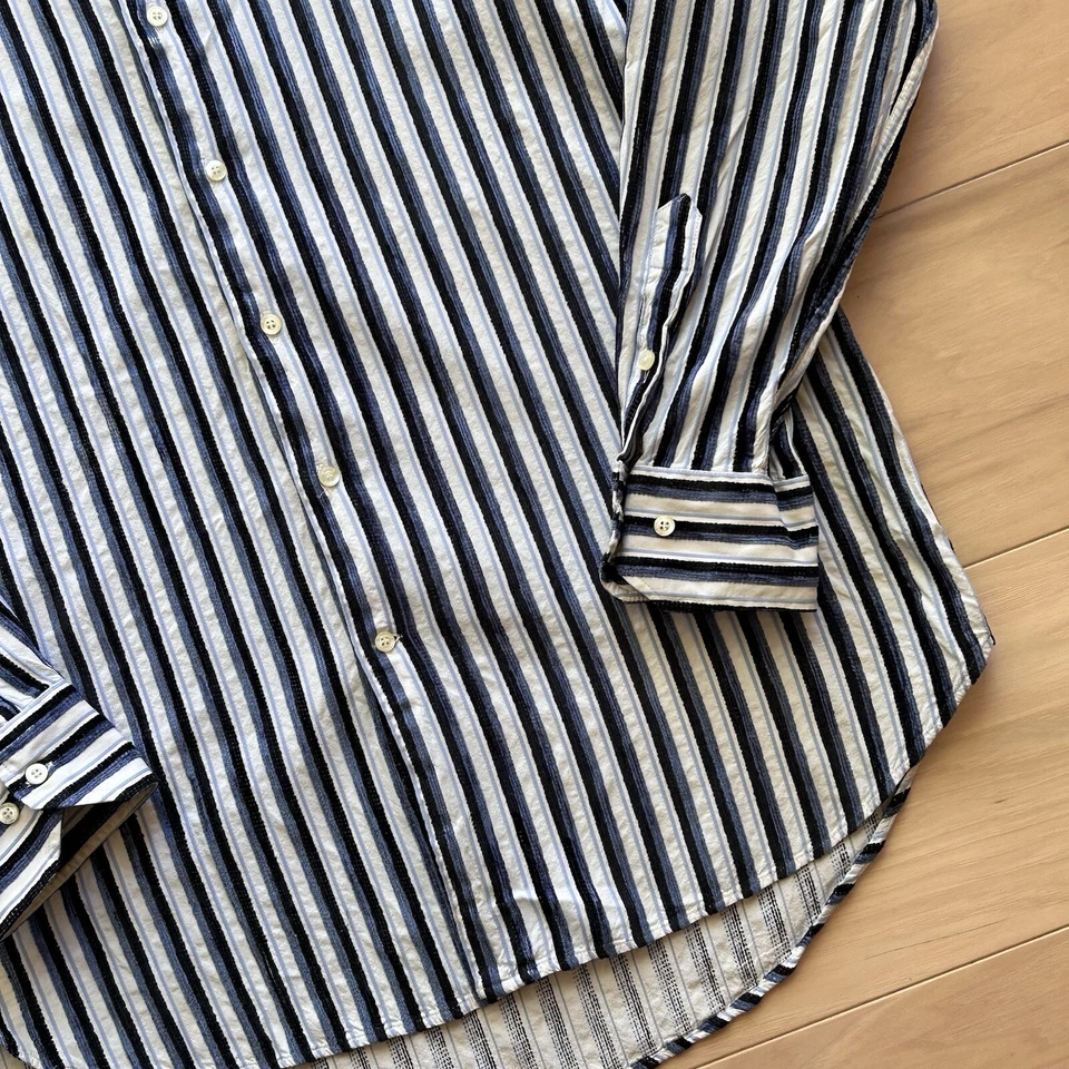 Camisa Etro Milano Abotonada 3D Tejida Rayas Manga Larga Para Hombre’s 2XL Foto 3 de 4