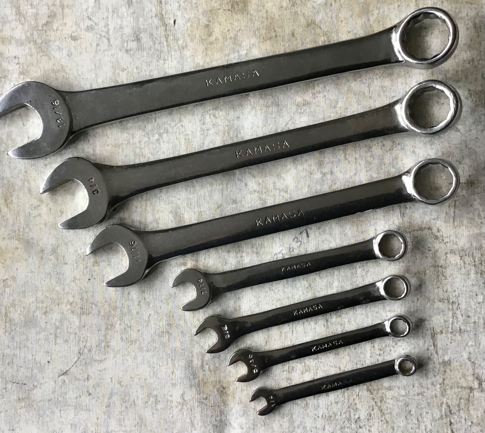 Vintage Kamasa Short Set of 7 x Imperial AF Combination Spanners 13/16