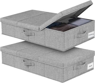 Under Bed Storage, Large Underbed Storage 31.1*15.7*6 inch, B-Grey 2pcs 