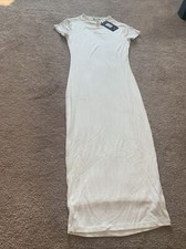 NEW Fashion Nova White Bodycon Short Sleeve Jojo Dress Lined Medium Stretchy