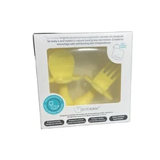 Grabease Baby and Toddler Self-Feeding Utensils – Spoon and Fork Set for Baby...